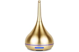 Aerosoul® Dyfuzor zapachowy DROP do olejków eterycznych 100 ml, elegancki design, automatyczne wyłączanie, 6-godzinna mgiełka, dyfuzor do aromaterapii z 7 diodami LED, plastikowy złoty wygląd
