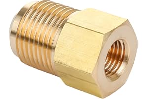 HOSIFIY Brass Pipe Adapter - 1/4" SAE Female to 1/2" SAE Male Flare - Brass Pipe Fitting Reducer Adapter for Air Conditioner Refrigeration (2 Packs)