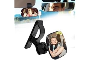 JJYHEHOT Rückspiegel Baby Auto, 360° Schwenkbar Rücksitzspiegel mit Gefederten Clips für Babys, Bruchsicherer Spiegel Baby für Meisten Auto