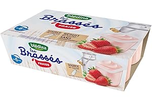 Blédina - Brassés pour Bébé dès 6 Mois - Saveur Fraise - Dès 6 Mois - Lot de 6x95g