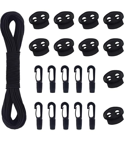 Cordon Élastique 10m 3mm Noir Avec 40 Bloqueurs - Kit Complet Pour Sacs, Vêtements Et Bricolage
