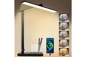 MROOYI Lampada a LED da Scrivania, con Tocca Controllo/Rotazione Pieghevole USB Ricarica, 5 Colori e 10 Livelli di Luminosità Protezione Gli Occhi, Luce da Tavolo per Studio,Lavoro