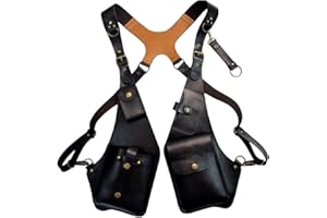 Paowsietiviity Borsa a tracolla con imbracatura e portafoglio, borsa ascellare, Steampunk, per bici e moto, colore nero