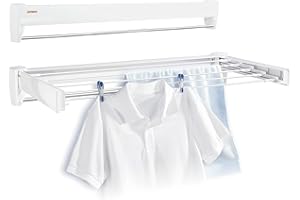 Leifheit Tendedero de pared Telegant 36 Protect Plus, tendedero extensible de diseño compacto, tendedero de ropa plegable ide