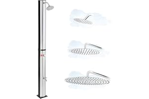 Steinkirch Solar Gartendusche mit frei wählbarem Duschkopf ++ Pooldusche Campingdusche Solardusche Garten Sommerdusche ++ Steinkirch Duschkopf: ø 400 mm Edelstahl