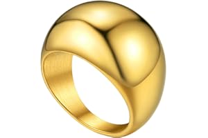 GOLDCHIC JEWELRY Stainless Steel Polished Dome Rings for Women Men, Men's Thick Chunky Thumb Ring Size J-Z½, 8mm, 16mm, 23mm