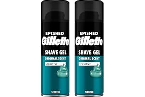 EPISHED Shave Gel for Men Sensitive Skin 2 x 200ml | Original Scent for Face and Body | Skin Protection Shaving Gel with Smooth Glide | Anti-Irritation Hydration Shaving Cream Alternative
