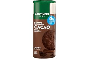 SANTIVERI - Galletas Integrales Cacao, con Fibra y 0% Azúcares Añadidos, Sin Aceite de Palma, Vegano - 200 g