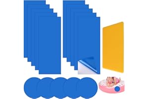 unillea Kit de Réparation Piscine Autocollant, 10 Rustines Rectangulaires + 5 Rondes Bleues, Fiches PVC Étanches avec Spatule, Rustine sous l’Eau pour Liner Piscine, Spa Gonflable, Matelas et Bateau