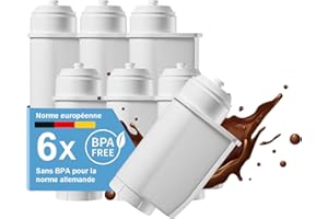Mutital Filtre à eau pour Siemens® EQ Series, EQ3/EQ6/EQ9, EQ500, S700, 3200 Filtre à eau automatique pour Bosch® TCZ7003, TCZ7033, pour Brita® Intenza 57549 (6 Pièces)