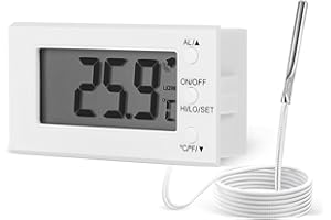 LXSZRPH Digital Oven Thermometer -58°F to 572°F/-50°C-300°C, Thermometer with Probe, High Low Temperature Alarm, LCD, White (1)