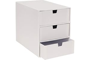 Bigso Box of Sweden rangement de tiroir pour documents et fournitures de bureau – organiseur bureau avec 3 compartiments – module de rangement bureau en panneaux de fibres et papier – blanc