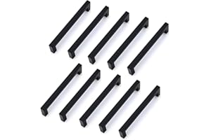 Drenky Tiradores Armarios, Negro Mate Tiradores Cocina de Acero Inoxidable 160 mm Centros de orificio 10 piezas Manijas de Muebles con Tornillos para Gabinete