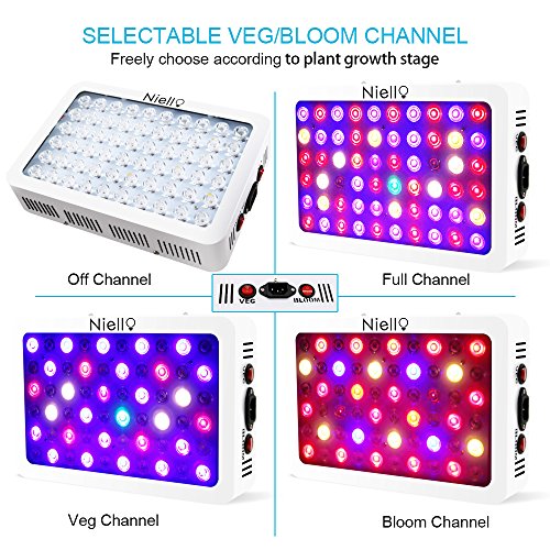 Optical Lens-Series LED Pflanzenlampe ,Niello® 300W Full Spectrum Wachsen Licht mit Allen 12 Frequenzbändern und 60 Stück 5 Watt LEDs Wachstumslampe Pflanzenlicht oder Hydrokulturen für Zimmerpflanzen Gemüse und Blumen 310*210*65mm - 4