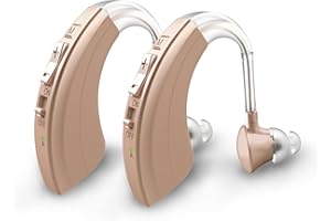 HIBRIQ Dispositivo sonoro ricaricabile, cancellazione del rumore e volume regolabile, 4 modalità dispositivo uditivo design BTE Comfort (2, Beige)