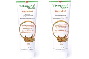 Vetoquinol Pasta Bezo-Pet | dwupak | 2 x 120 g | karma uzupełniająca dla psów i kotów | może pomóc w promowaniu wydalania włosów | ze słodem
