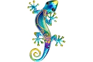 Dexlyn Metall Gecko Gartendeko Outdoor Salamander Lizard Metall Wanddekoration Eidechse Skulptur Hängende 20×40cm blau (Blau)