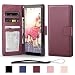 Produktbild Moto G6 Play Hülle,JGOO Premium Matt PU-Leder Brieftasche Fall [Faltbarer Stand] & [Kartenholster], Soft TPU Schutzhülle Cover für Motorola Moto G Play 6th Generation,Weinrot