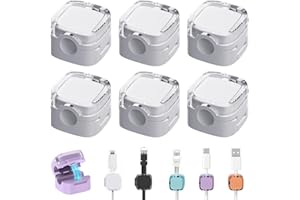 Bailtouk 6 Pièces Clip Câble avec Auto-adhésifs, Organisateur de Câble Magnétique, Clips de Gestion de Câbles Magnétiques Réglable Clips Câble Organisateur pour Bureau, Table de Nuit (Blanc)