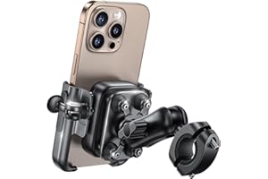 Lamicall Soporte Móvil Moto - [Metal Completo] [Antivibración] [Brazo Extensible] Antirrobo, 2 x 360° Rotación, Soporte Móvil Bicicleta de Manillar, para iPhone 17 16 15 y Otro Smartphone de 4,7-7,2"