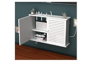 PPGE Home Scatola Router WiFi da Parete, Immagazzinaggio Nascondi Cavi, Organizzatore in Legno, Plastica, Scaffale a Muro per Componenti TV