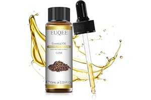 EUQEE Aceites Esenciales de Clavo 10ml, 100% Puros Naturales Aceite de Clavo, Aromaterapia Aceites Esenciales para Humidificador, Difusor, Relajación