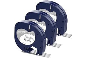 HOME COLORTLY 3 x 91208 Label Maker Tape Compatible with DYMO Letratag Metallic Silver Tape 91338 12mm x 4m Silver Sticker Label Tape Work for DYMO LetraTag Label Printer LT-100H LT-100T Plus