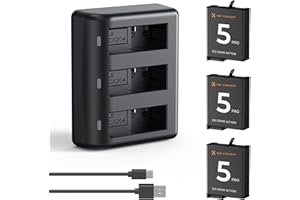 K&F CONCEPT OSMO Action 5 Kamera-Akku 2100mAh, Dreifach-Akku-Ladegerät mit DREI Steckplätzen und Kartenetui im Set Kompatibel mit DJI OSMO Action 5 Pro, Osmo Action 4, Osmo Action 3 und Osmo 360