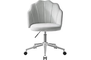 Eufurnibi Kapbord med hjul för skrivbord, bouclé-stol för sovrum, svängbar fåtölj för hemmet, höjdjusterbar och enkel monteri