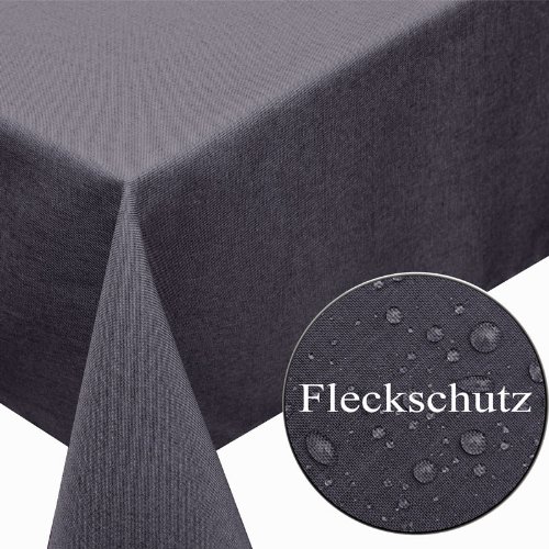 Textil Tischdecke Leinen-Optik 130x260cm eckig mit FLECK-Schutz grau *robust* Farbe wählbar - 2