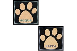 EMMEVI Coppia Tappeti Sotto Ciotola Quadrati 30x30 Cm Cane Gatto Tappetini Gomma Sostenibile Antiscivolo