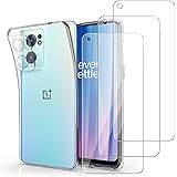 KZIOACSH Cover per OnePlus Nord CE 2 5G + [3 Pack] Vetro Temperato，Ultra Sottile，Antiurto，AntiGraffio Morbida TPU Silicone Cu
