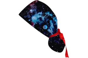 RIOU BIKINI riou Gorro Quirúrgico Estampado Ajustable Médico Enfermera Sombrero Quirofano Reutilizable Gorro de Cirugía para Pelo Largo Corto Gorro de Trabajo