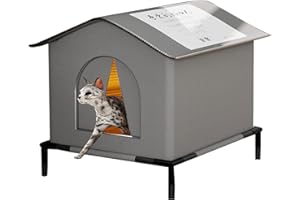 DOIYISLEM Waterproof Outdoor Cat House Shelter - Elevated, Insulated for Multiple Cats, All-Seasons Feral Pet Tent