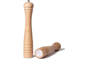 DeroTeno Macina Sale e Pepe, Macinino in ceramica dura e regolabile, Legno di gomma, Altezza 30 cm