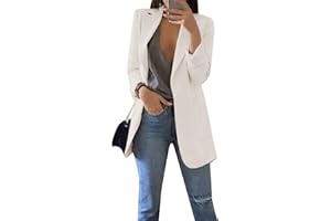 Yming Frauen Langarm Blazer Vorne Offener Anzugjacke Reverskragen Büro Langarm Jacke Oversized