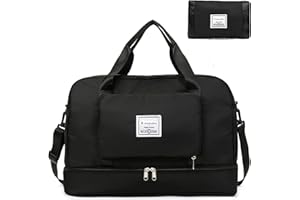 WIESPODEX Ryanair Airlines - Borsone da viaggio pieghevole, 50 x 32 x 28,5 cm, da viaggio, per la notte, per donne e uomini, colore: nero, Nero , Viaggi per il