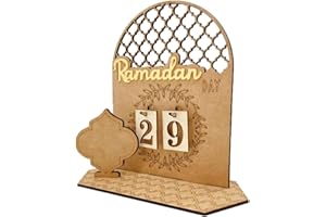 PEEOED Calendrier Ramadan, Decoration Ramadan, Calendrier Ramadan en Bois de Compte à Rebours de 30 Jours, Calendrier l'Aïd Mubarak, Rustique Calendrier l'avent Ramadan, Décoration Ramadan 2024 Maison (C)