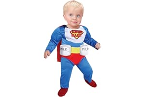 FIESTAS GUIRCA | Costume Super Bebé - Mantello, Tuta e Porta Lattine per Bambini - Costumi da Supereroi e Villain per Feste, Halloween e Carnevale - Ideale per Neonati - Blu e Multicolore