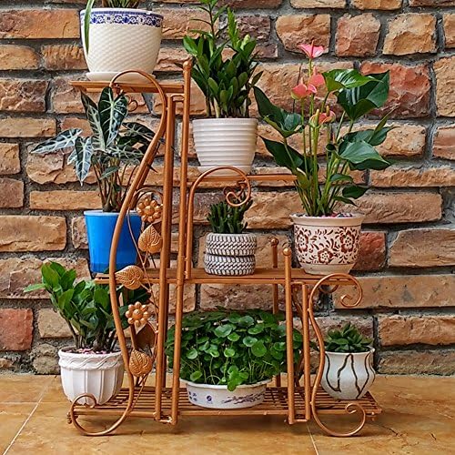 Multi-Tier flower racks iron balcony staircase plant stand pot rack floor model modern simple creative with wheel for outdoor Indoor-B 80*27*96cm