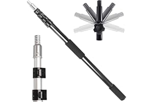 Gekufa Teleskopstange 6m, Ausziehbare Verlängerungsstange 1.5m-6m Mehrzweck-Teleskopstiel mit Universal Twist on Metallspitze, Leicht und Einstellbar Reach Telescopic Extension Pole (Schwarz)