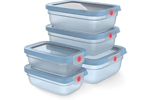 Emsa oneClick, Lot de 5 boîtes de conservation, Fermeture en un clic, Préservation de la fraîcheur 2 fois plus longtemps, 100% hermétiques, N1230900