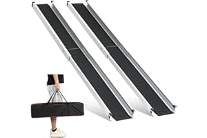 2PCS Telescopic Wheelchair Ramps 4FT, gardhom Portable Adjustable Ramps for Mobility Scooters 272KG Loading Capacity for Home Front Door Stair Steps