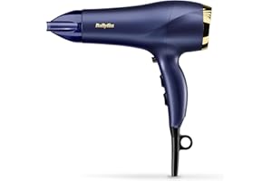 Suszarka BaByliss Midnight Luxe - Suszarka do włosów o mocy 2300 W, jonowa kontrola puszenia włosów, szybkie suszenie, lekka, 3 ustawienia temperatury i 2 prędkości, 5781PE
