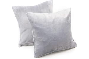 MALIKA Set 2er Kissenbezug Cashmer Touch Fleece Kissenhlle Sofakissen Kopfkissenbezug Kissenbezug Couchkissen, Gre:2X 80x80 cm, Designe:Silber