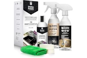S SHIELDON PROTECTS Shieldon Protects Set di Pulizia e Protezione Fragranite e Composito - Spray Anticalcare + Spray Smacchiatore + Impregnante - Ristrutturazione Lavello Cucina + 2 Spugne e 1x Panno