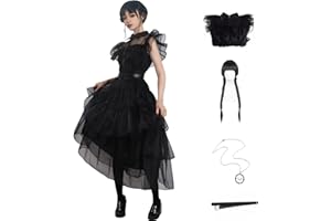 SHIKI Family Wednesday Costume Vintage Goth Black Raven Dance Dress Cosplay Women Girl Tulle Lace Skirt Halloween Party Outfit