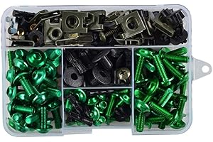 ZHUODINGSEN 195pcs Kit De Boulons De CaréNage De Moto Kit D'éCrous De Vis De Moto Kit De Vis De CaréNage Moto Universel,En Aluminium,Vert