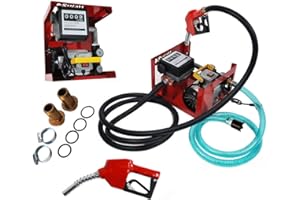 SHIOUCY DP60L diesel pump with counter fuel oil pump diesel filling station 230 V self-priming, with automatic fuel gun, counter, flexible hose, brass check valve, nozzles, clamps, 3600 l/h