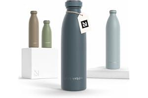 LARS NYSØM Edelstahl Trinkflasche 350ml, 500ml, 750ml, 1L, 1 5 liter | Thermosflasche Kohlensäure geeignet | Auslaufsichere Wasserflasche für Sport, Outdoor, Schule (Stone Blue, 500ml)